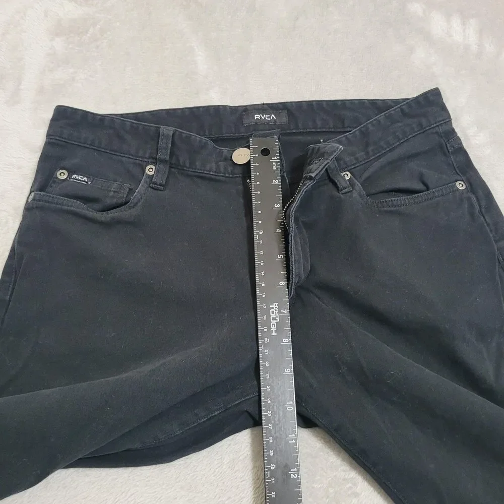 RVCA Daggers Fit Jeans Mens 32x32 Black Slim Straight Zip Fly Stretch Denim - Picture 7 of 12
